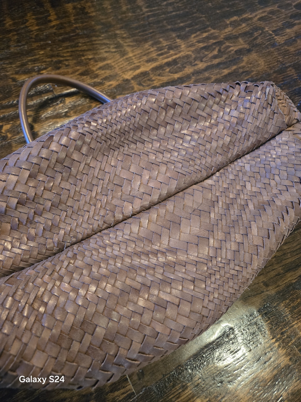 Woven Shoulder Tote Bag in Brown - Picture 8 of 10